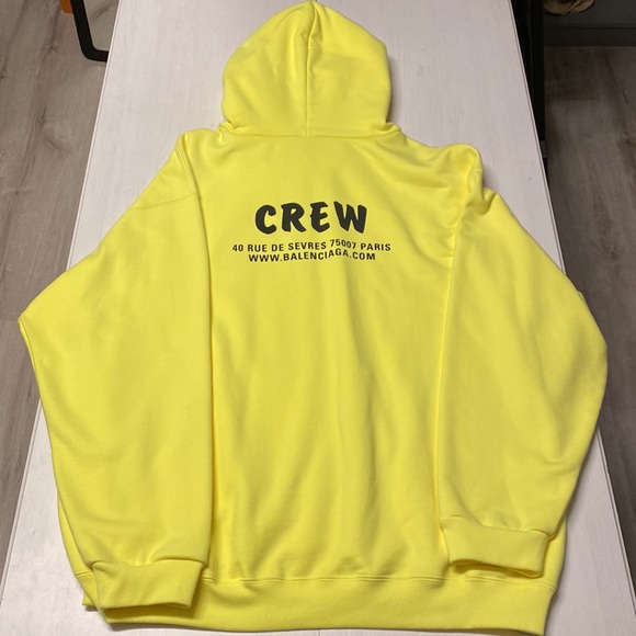 Balenciaga Oversized Crew Alphabet Printed Hoodie - Fluorescence Yellow - 2XL - Picture 5 of 9